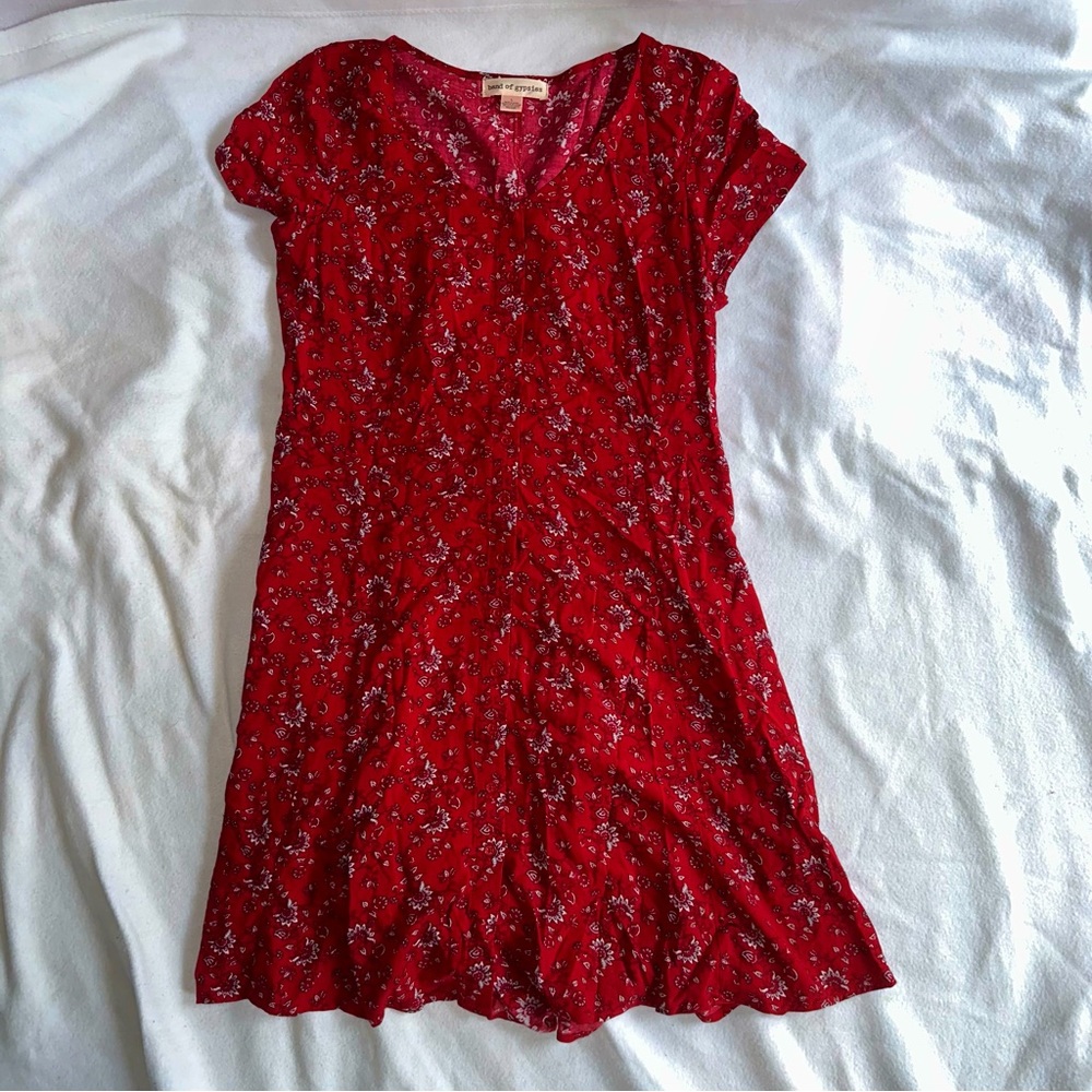 Red Floral 90’s inspired cottage core dress.
